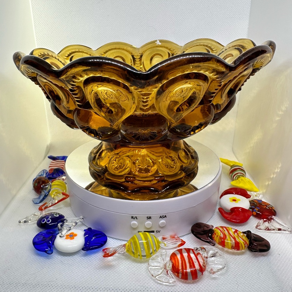 Amber Moon and Stars candy dish/compote.